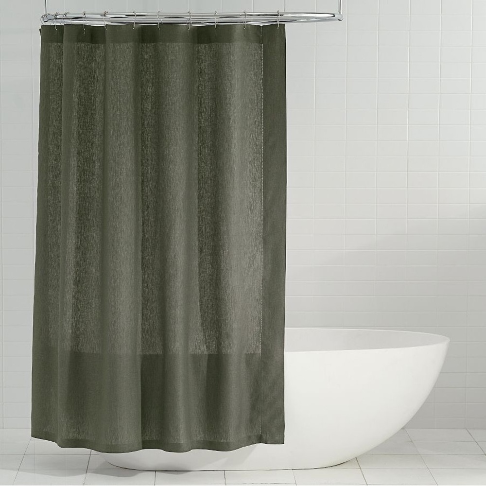 Loden Belgian Linen Hemstitch Shower Curtain, 72